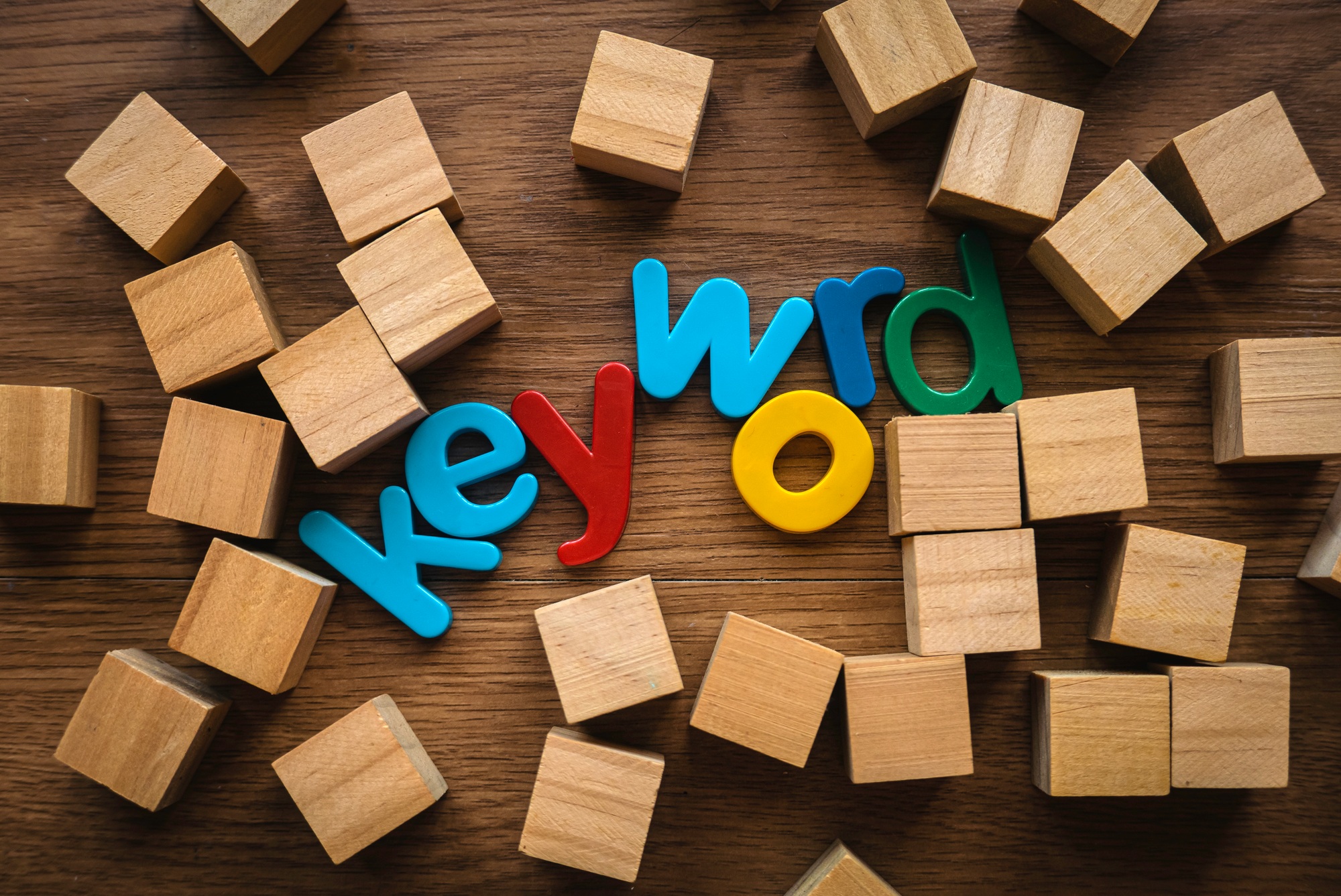 Colorful alphabet of word keyword.